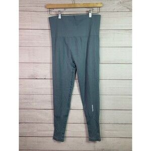 Gymshark Women's Power Down Leggings Size L Turquoise Seamless High Rise Ribbed